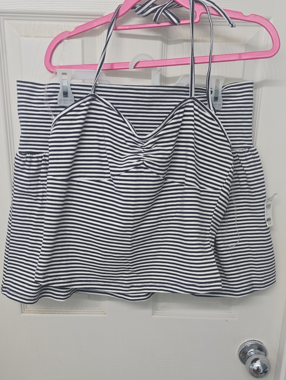 Full Tilt Black & White Striped Halter Skirt Set